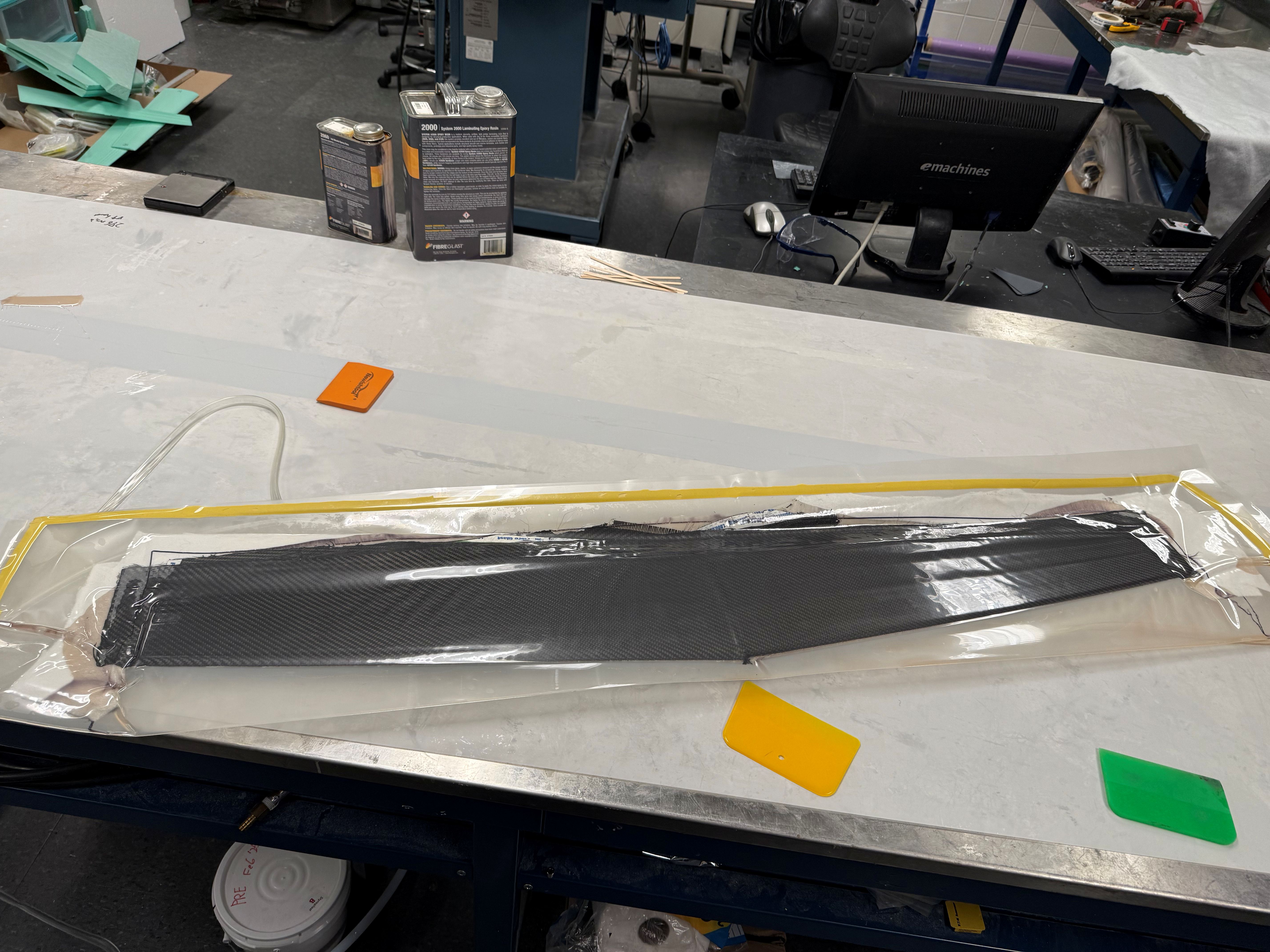 Carbon fiber wing under construction
